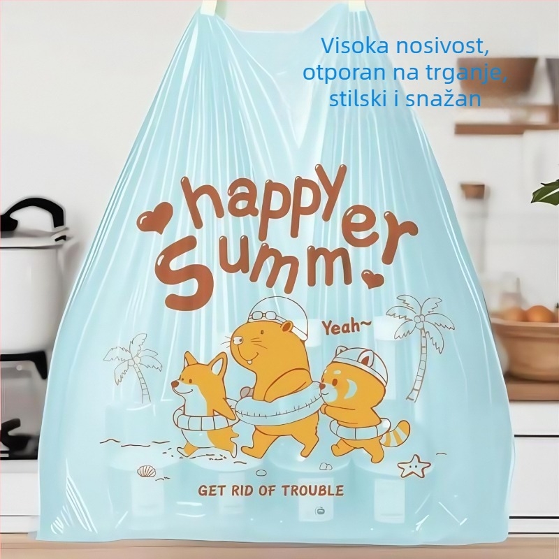 Vrećice za smeće s vezicama, bez kidanja, s mirisom cvjetne vode, ekstra velike i debele, kućne plastične vrećice za dom i kuhinju