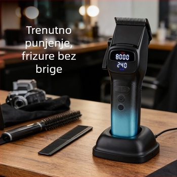 2026 Muški podšišač za kosu s digitalnim zaslonom, bežični, motor s četkama, oštrice od nehrđajućeg čelika, ugrađena baterija 2000–4000 mAh, trajanje 3–6 sati, pogodan za kućne ljubimce