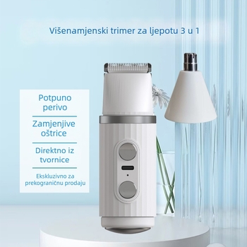 Električna ženska britva i trimer za obrve, dlake nosa i intimne regije – višenamjenski uklanjanje dlaka po cijelom tijelu, s odvojivom glavom oštrice, punjiva, mokro/sucho korištenje