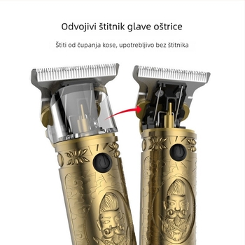 Resuxi Bežični uređaj za šišanje kose s nehrđajućim oštricama, ugrađena baterija 1200–2000 mAh, autonomia 3–6 sati, tih motor 46–70 dB, pogodan za sve dobne skupine