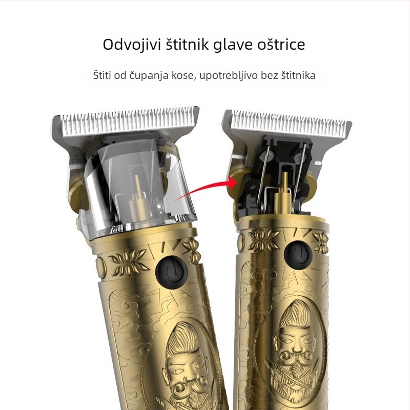 Resuxi Bežični uređaj za šišanje kose s nehrđajućim oštricama, ugrađena baterija 1200–2000 mAh, autonomia 3–6 sati, tih motor 46–70 dB, pogodan za sve dobne skupine