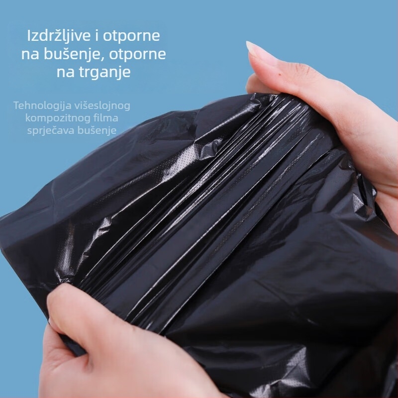 Crne vrećice za smeće s ručkama, snažno izrađene za kuhinjsku uporabu, velike veličine, jednokratne, pogodne za kućnu i hotelsku komercijalnu upotrebu
