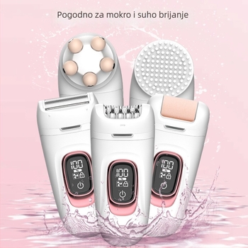5-u-1 električni epilator za tijelo: uklanjanje dlaka, brijač, četka za čišćenje i masažer – pogodno za mokro i suho korištenje