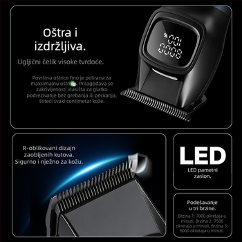 Modni gravirani kliper za muškarce s digitalnim zaslonom, profesionalni bežični trimmer za kosu, novi model za frizerske salone