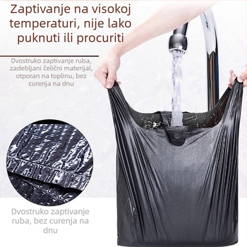 Debela vrećica za otpad u stilu veste, za kućnu i kuhinjsku upotrebu, plastična vrećica s ručkama, crna, velika veličina