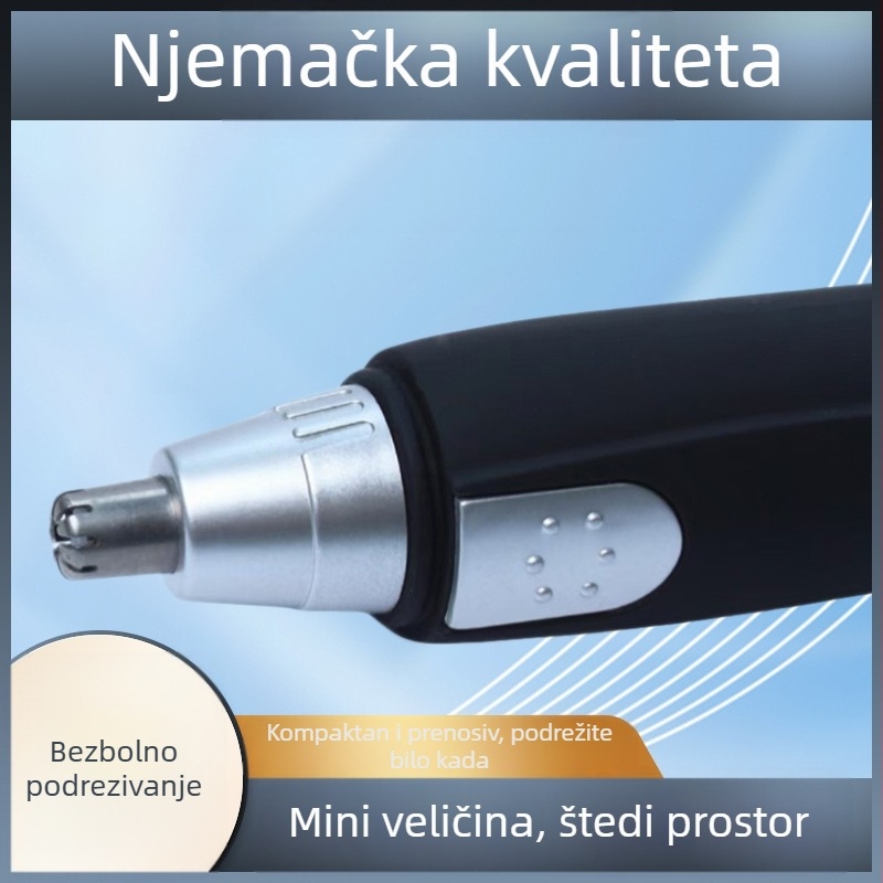 Baterijski trimer za nosne dlačice, električni, s odvojivom i perivom glavom za rezanje