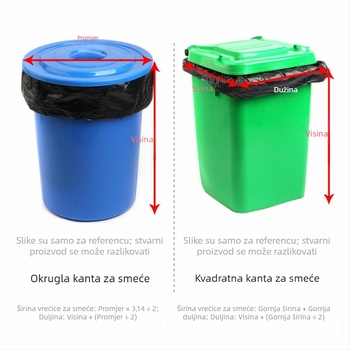Crne vreće za smeće ekstra velike, s ravnim otvorom, debeli, za komercijalnu upotrebu, pogodne za hotele