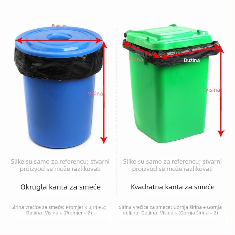 Crne vreće za smeće ekstra velike, s ravnim otvorom, debeli, za komercijalnu upotrebu, pogodne za hotele