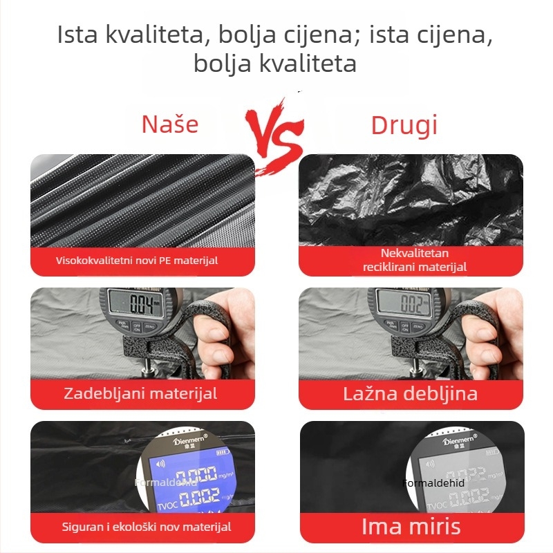 Crne vreće za smeće ekstra velike, s ravnim otvorom, debeli, za komercijalnu upotrebu, pogodne za hotele