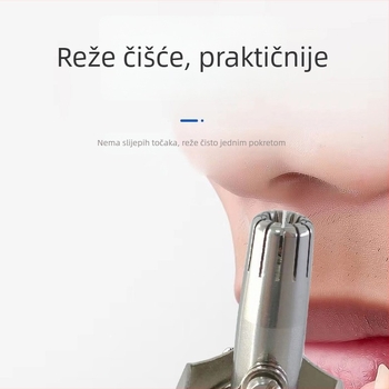 Muški ručni trimer za nosne dlačice, nehrđajući čelik, bez baterije, potpuno periv