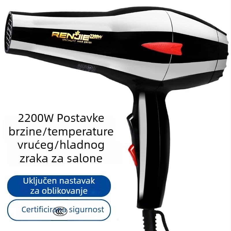 Renjie sušilo za kosu za frizerski salon 2200W, profesionalni vrući i hladni zrak, RCE826