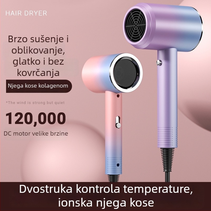 Sušilo za kosu za kućnu upotrebu s negativnim ionima, tih, brzo sušenje, snažan protok zraka, pogodno za studentski dom