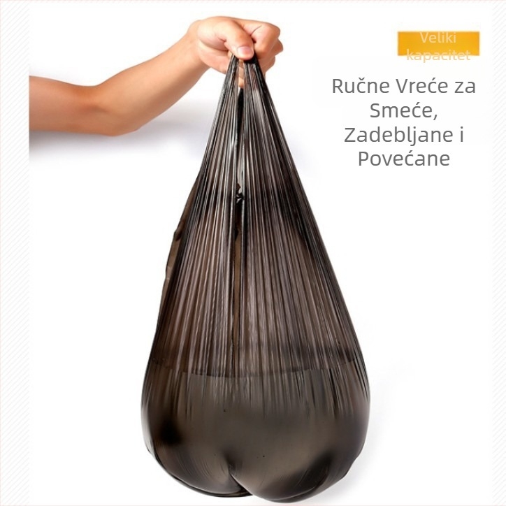Velika ručna crna vreća za otpad za ured i kućnu upotrebu, debela jednokratna plastična vrećica.