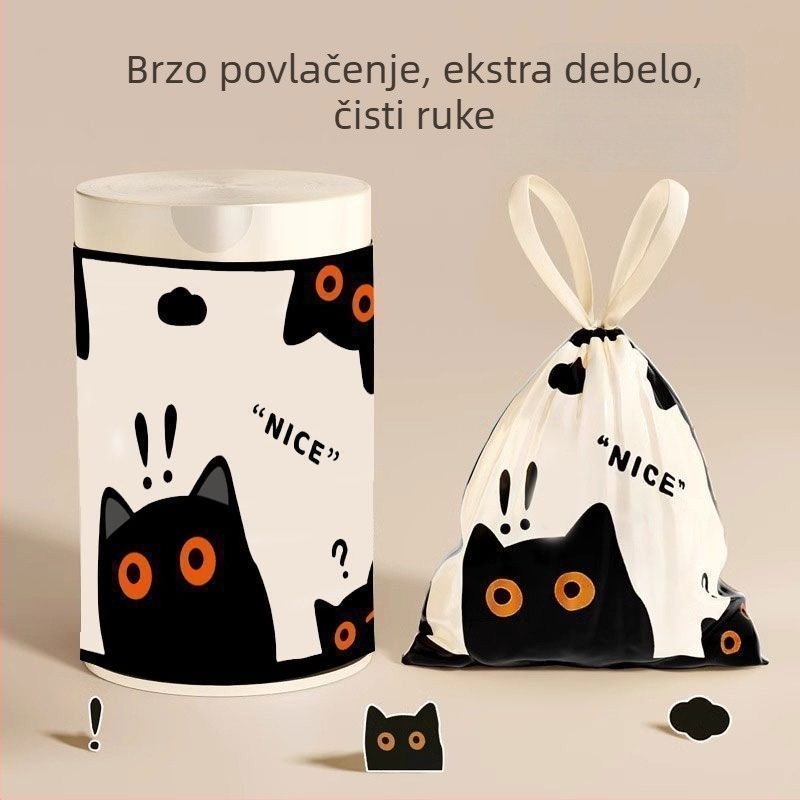 Crna mačka Debele plastične vrećice sa šnurovanjem za kućnu upotrebu, dom za studente i kuhinju, velika veličina