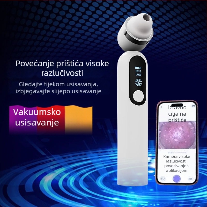 Vizualni aparat za uklanjanje mitesera s usisnim nastavkom za čišćenje pora lica