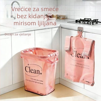 Vrećice za otpad s mirisom ljilana, bez kidanja pri otvaranju, prijenosne za kućnu upotrebu, ljetne plastične vrećice za kuhinju s otiskom, stil prsluka