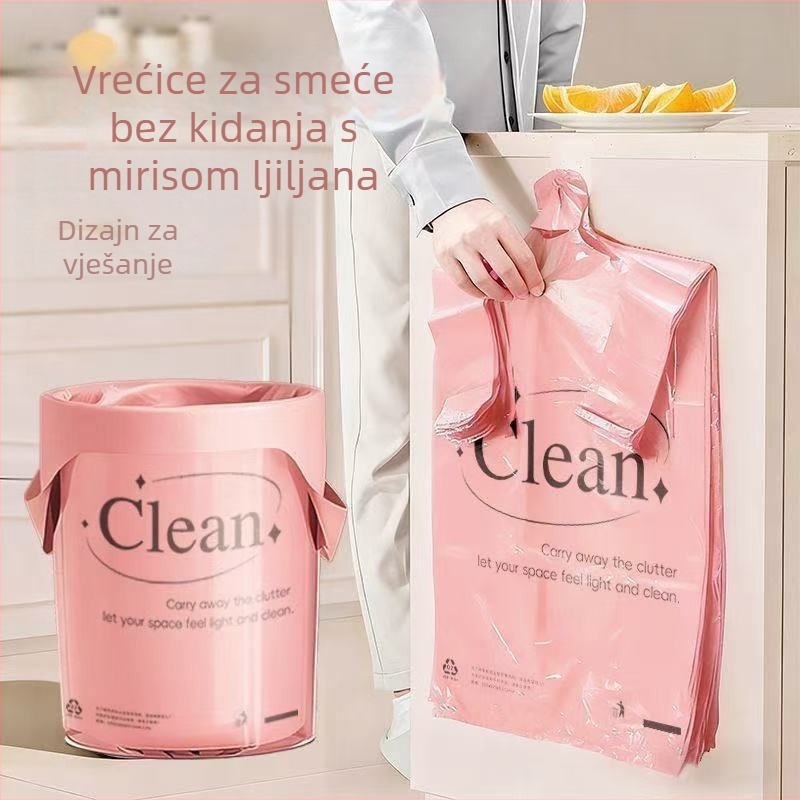 Vrećice za otpad s mirisom ljilana, bez kidanja pri otvaranju, prijenosne za kućnu upotrebu, ljetne plastične vrećice za kuhinju s otiskom, stil prsluka
