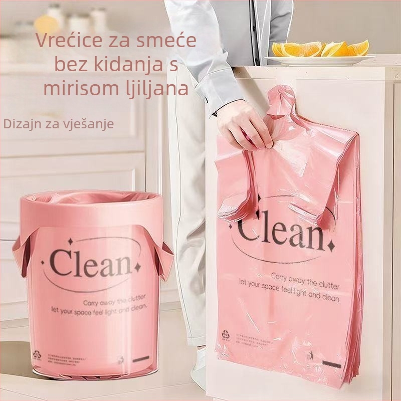 Vrećice za otpad s mirisom ljilana, bez kidanja pri otvaranju, prijenosne za kućnu upotrebu, ljetne plastične vrećice za kuhinju s otiskom, stil prsluka