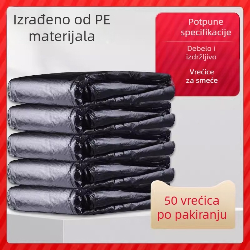 Velike crne vreće za kućni otpad, za kuhinju, debele, za kućnu uporabu, 50 komada u paketu