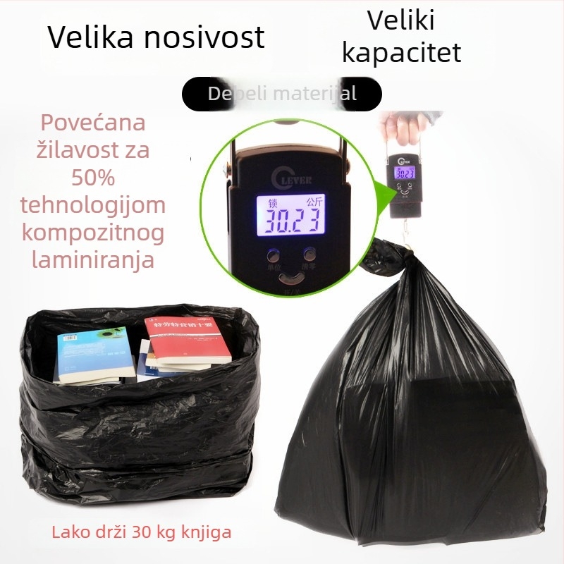 Velike crne vreće za kućni otpad, za kuhinju, debele, za kućnu uporabu, 50 komada u paketu