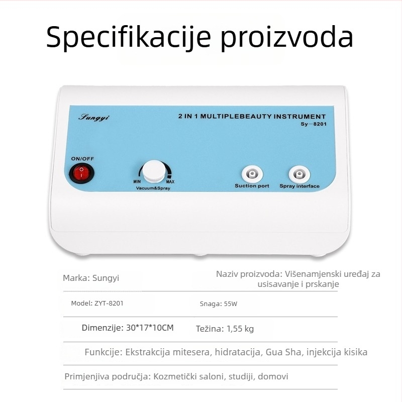 Četiri u jednom kozmetičkom uređaju: usisavanje crnih točaka, čišćenje pora, hidratantni sprej, gua sha masaža i oksigen infuzija za dubinsko čišćenje kože