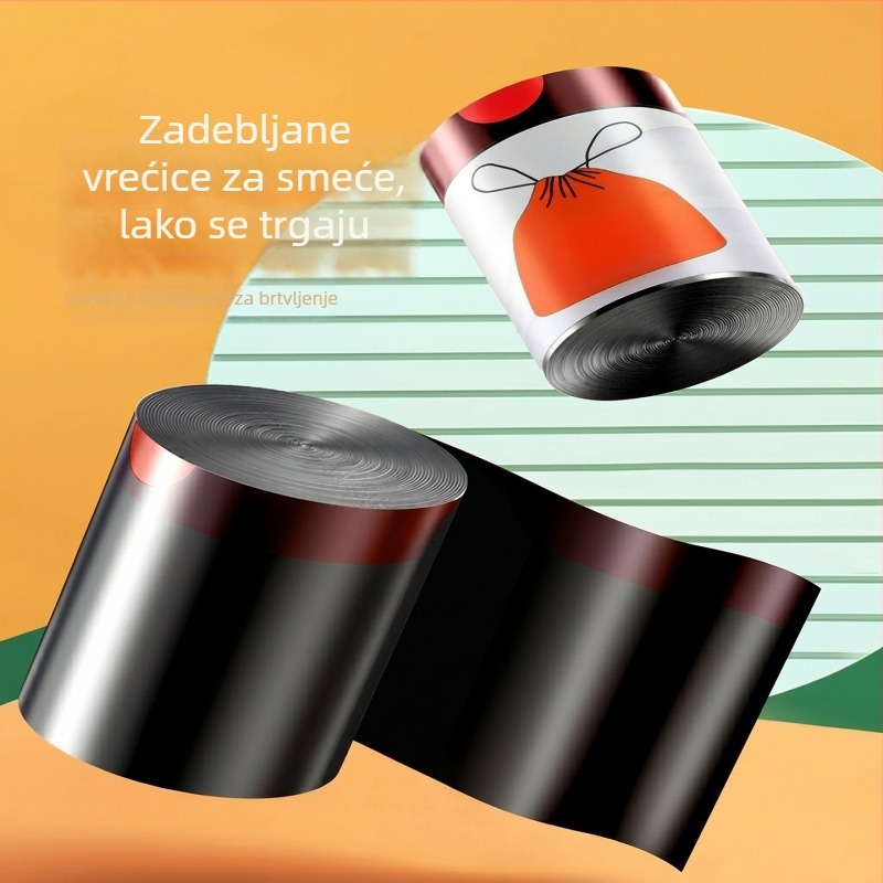 Kućne vrećice za smeće, debelog materijala, velike veličine, otporne na curenje, s vezanjem, ekonomsko pakiranje, crne, pogodne za dom, kuhinju i ured, 100 kom.