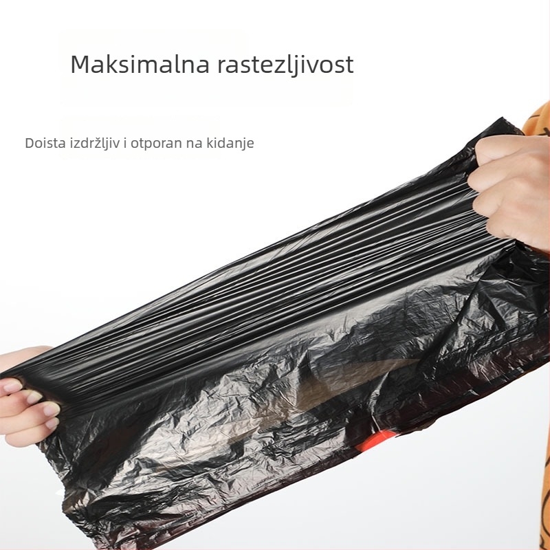 Kućne vrećice za smeće, debelog materijala, velike veličine, otporne na curenje, s vezanjem, ekonomsko pakiranje, crne, pogodne za dom, kuhinju i ured, 100 kom.
