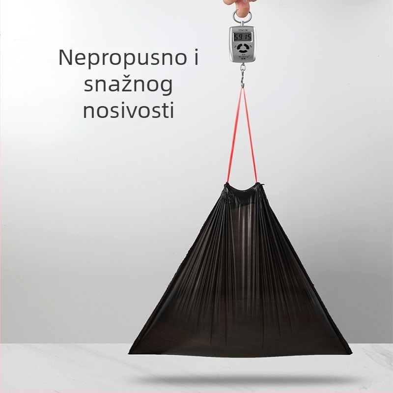 Kućne vrećice za smeće, debelog materijala, velike veličine, otporne na curenje, s vezanjem, ekonomsko pakiranje, crne, pogodne za dom, kuhinju i ured, 100 kom.
