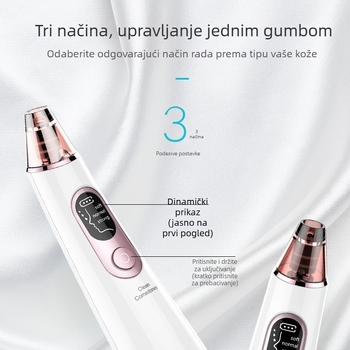 Kućni uređaj za usisavanje crnih prištića – čišćenje pora, exfolijacija i uklanjanje akni, 3 razine vakuuma, ABS kućište, uključeni nastavci
