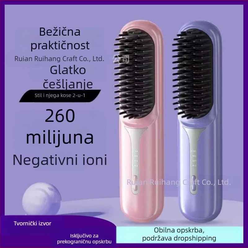 Bežični ionski češalj za ravnanje kose, prenosni, dvostruke namjene za ravnanje i uvijanje, baterijski pogon
