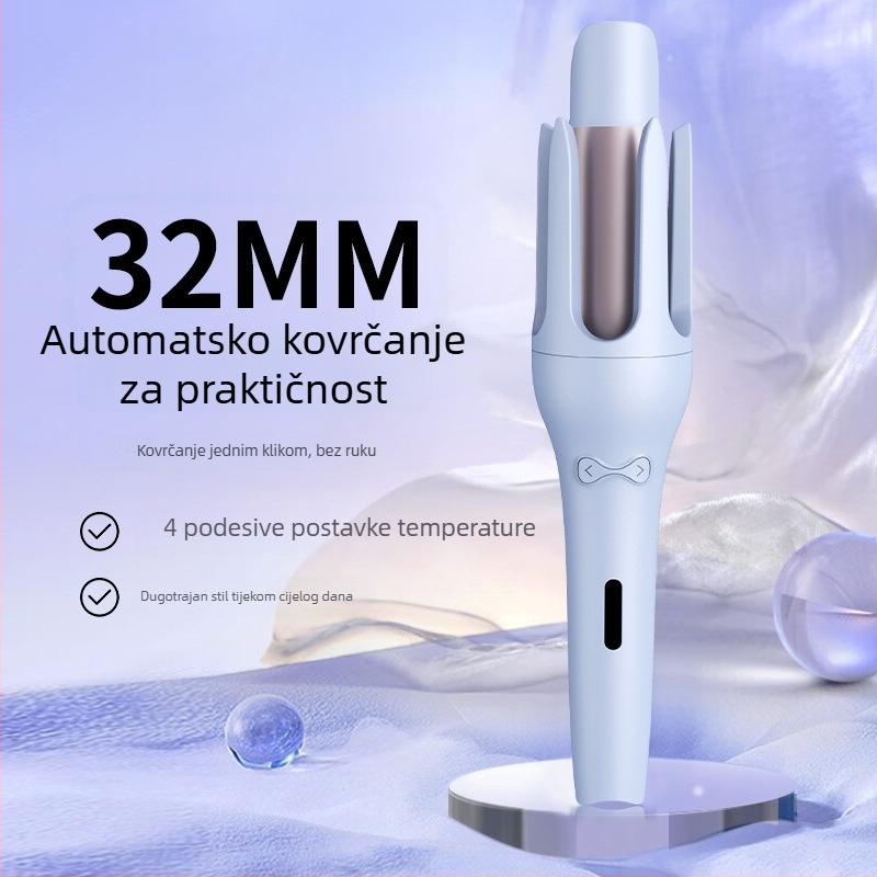 Potpuno automatski uvijač za kosu s 32 mm valjkom – velike kovrče u valovima, dugotrajno držanje, nježno prema kosi, električni