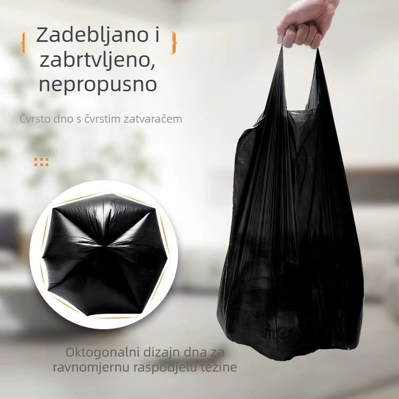Torbe za otpad u stilu veste, crne, ekstra debeli, velike veličine, jednokratne za kućnu upotrebu i kuhinju