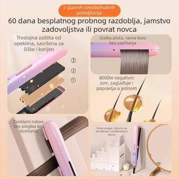 Električna pegla za kosu i uvijač – dvostruka funkcija, nježna prema kosi, prijenosna, za kućnu upotrebu, za šiške