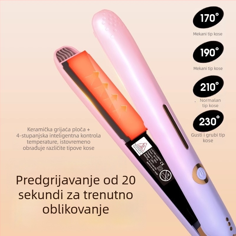 Električna pegla za kosu i uvijač – dvostruka funkcija, nježna prema kosi, prijenosna, za kućnu upotrebu, za šiške