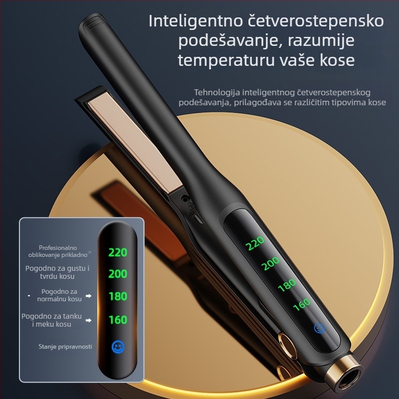 Keramički premaz, 2-u-1 pegla za kosu i uvijač, s automatskim isključivanjem, kompaktna plosnata pegla