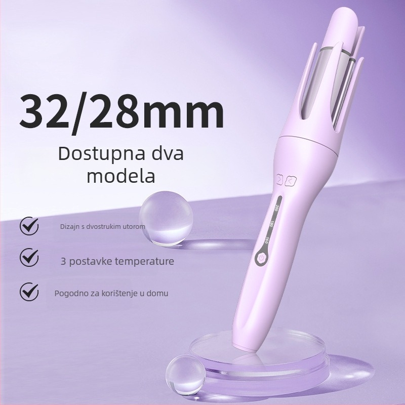 Nova potpuno automatska kućna uvijačica za kosu, 2-u-1 ravno i kovrče, rotirajući uređaj s negativnim ionima koji štiti kosu