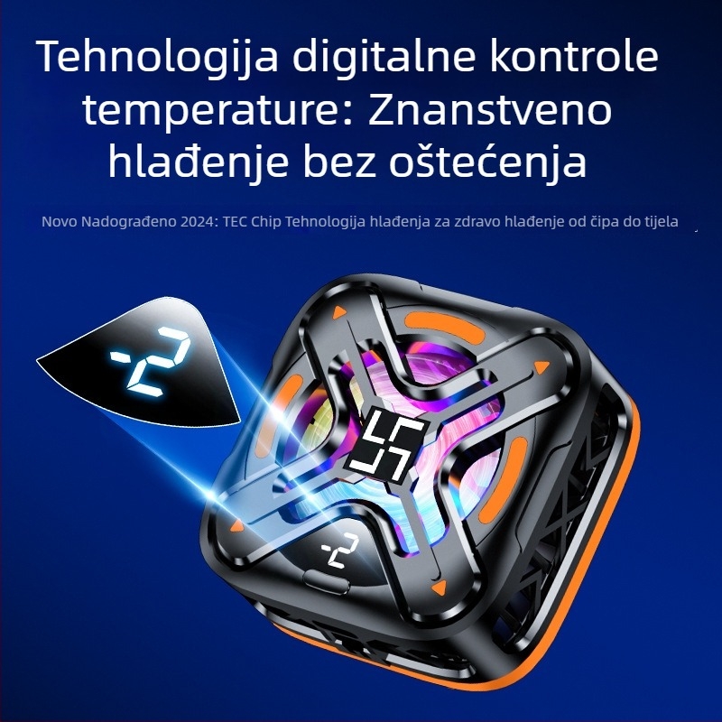 Poluvodički magnetski rashladni radijator za mobilne telefone - dvije brzine, tih rad, za igre, s digitalnim prikazom temperature
