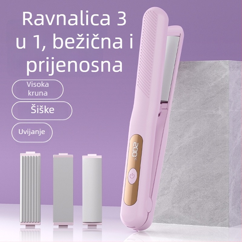 3-u-1 bežični uređaj za ravnanje i kovrčanje kose s zamjenjivim glavama