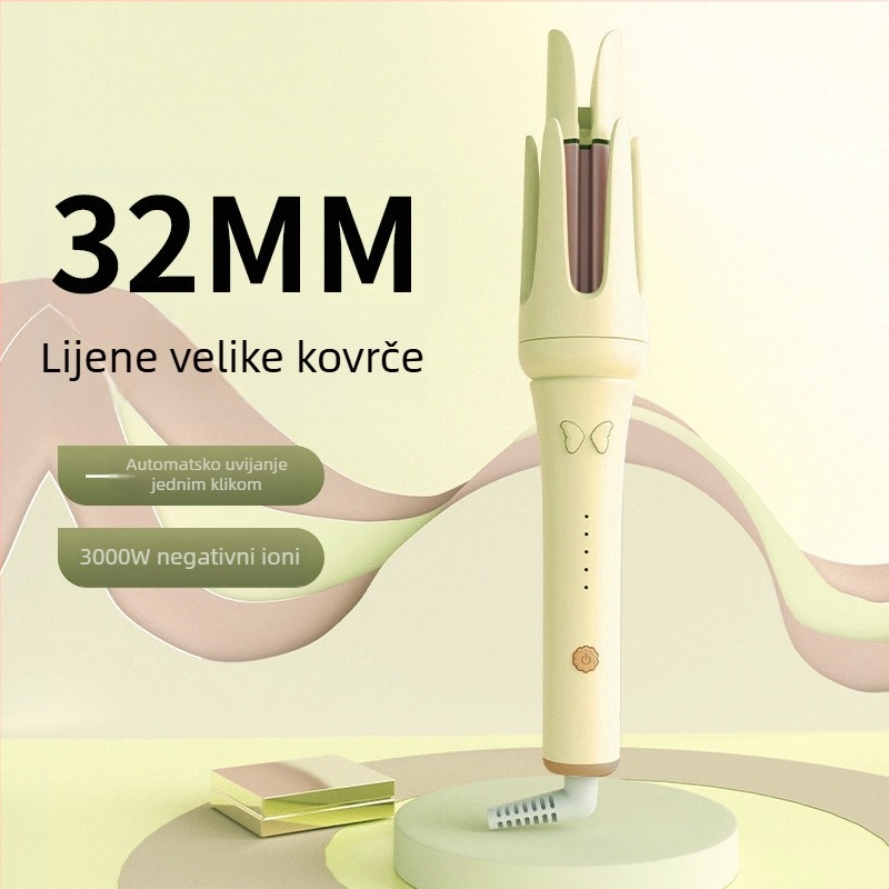 Kovrčava pegla za kosu s udubljenim kanalima za valovite pramenove, električni uvijač s negativnim ionima, stiliziranje u 3 minute