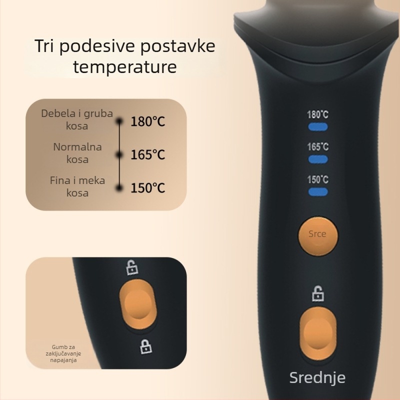 Bežični uvijač za kosu s dvostrukom funkcijom – kovrčanje i ravnanje, valjak 21–30 mm, keramičko grijanje, 3 razine temperature, punjiva, 38W, 5V