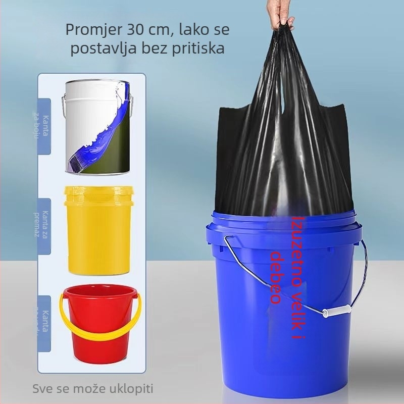 Izuzetno debele vreće za smeće s drškama, u stilu prsluka, crne, 50 komada za kućnu upotrebu