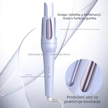 Nova potpuno automatizirana uvijač za kosu s 32 mm nastavkom za velike kovrče i valove, nježna prema kosi, niska potrošnja energije