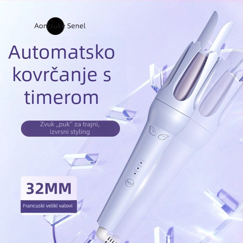 Nova potpuno automatizirana uvijač za kosu s 32 mm nastavkom za velike kovrče i valove, nježna prema kosi, niska potrošnja energije
