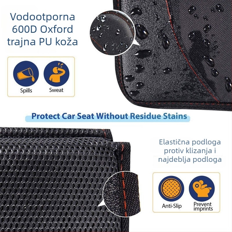 Prijenosni protuklizni jastučić za auto sjedalo, crna, vodootporna i otporna na ogrebotine