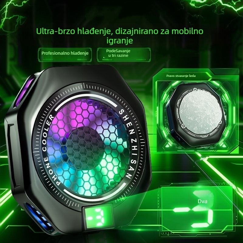 AI temperaturno regulirani hladnjak za mobitel s digitalnim zaslonom, tri brzine, magnetski stražnji klip, ledeno zapečaćeni poluvodički hladnjak