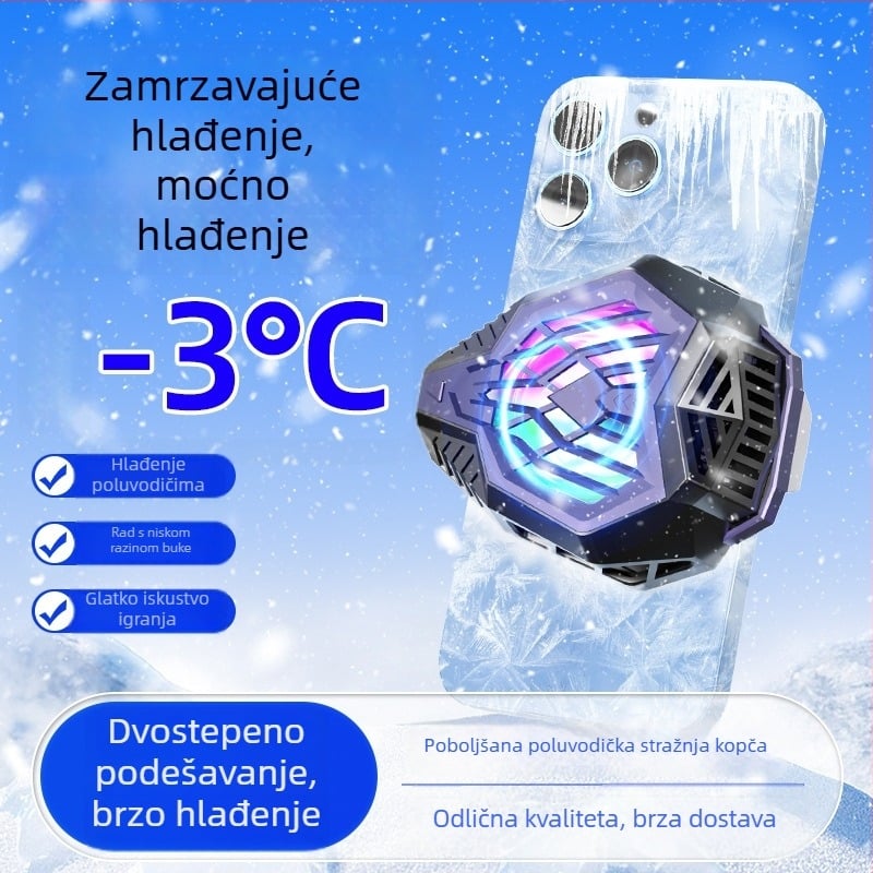 Klip za hlađenje telefona s poluvodičkim hlađenjem, tih, regulacija temperature, za igranje