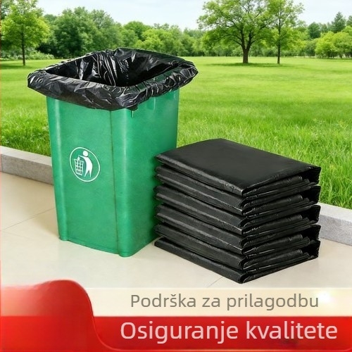 Debele crne kućne vrećice za smeće, otporne na kidanje i propuštanje, jednokratne, s ravnim otvorom