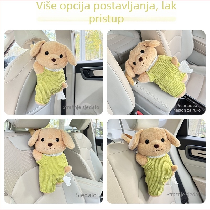Auto držač za maramice s visećim plišanim štenetom