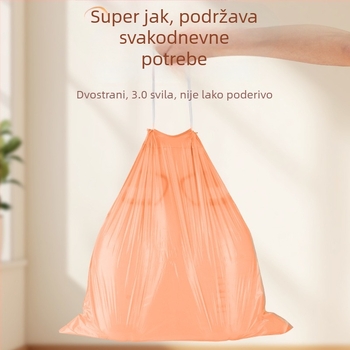 Vreća za otpatke boje breskve sa šnuralom, debela, velika, plastična vrećica za nošenje