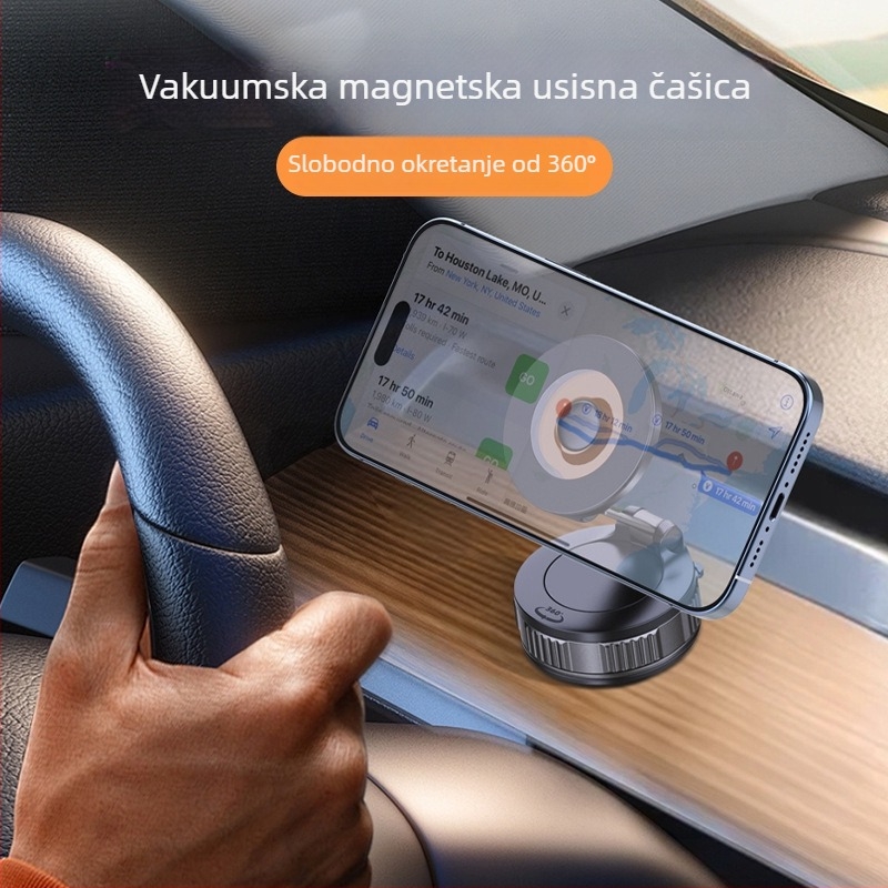 Magnetni držač telefona za auto s vakuumskim usisavanjem, magnet N52, 360° sklopivi višenamjenski stolni držač